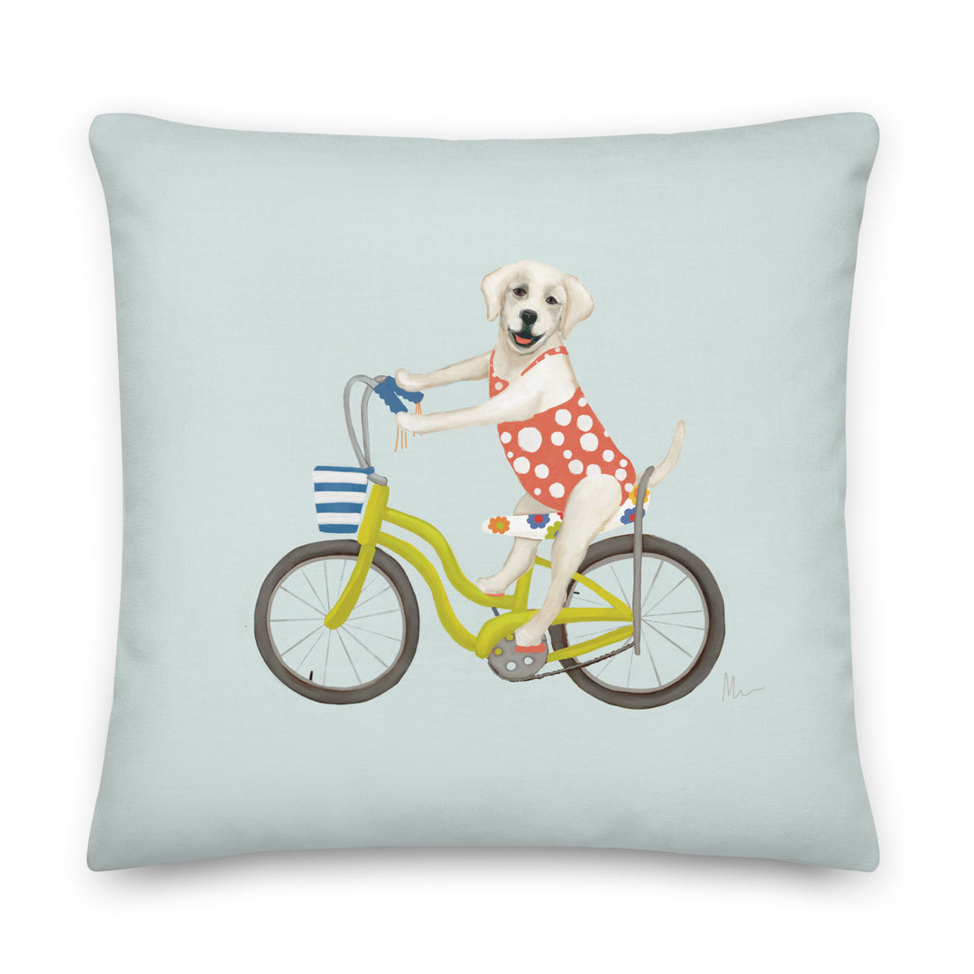 Pedalin Pup Prefers Polka Dots Pillow