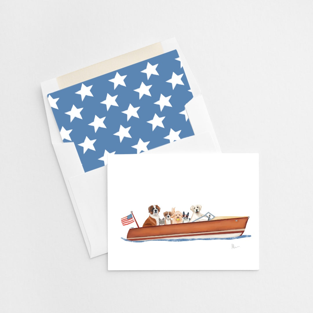 Patriotic Pups Strike a Pose Notecard