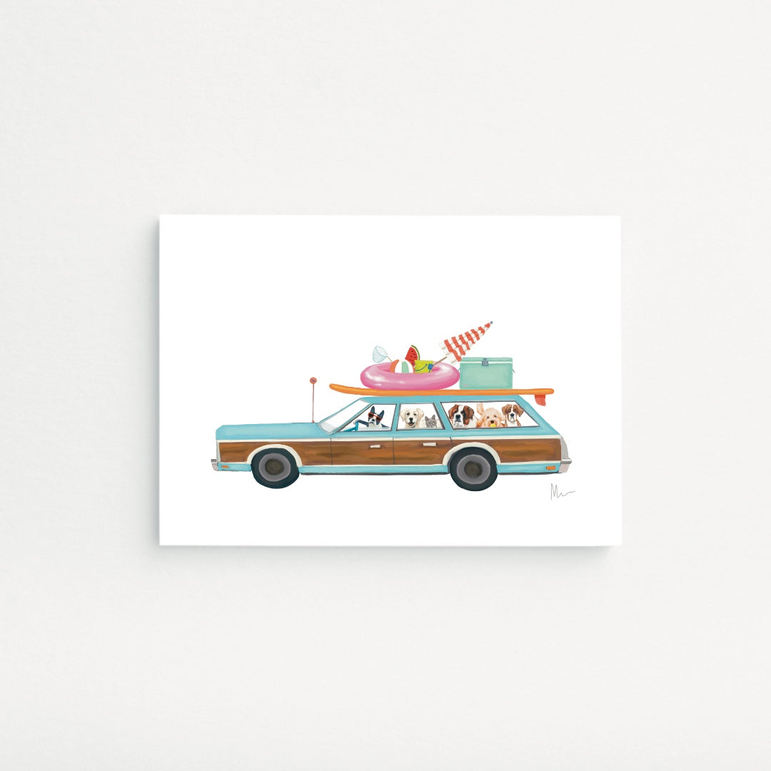 Woody Wagon Pet Party To Paradise Art Print