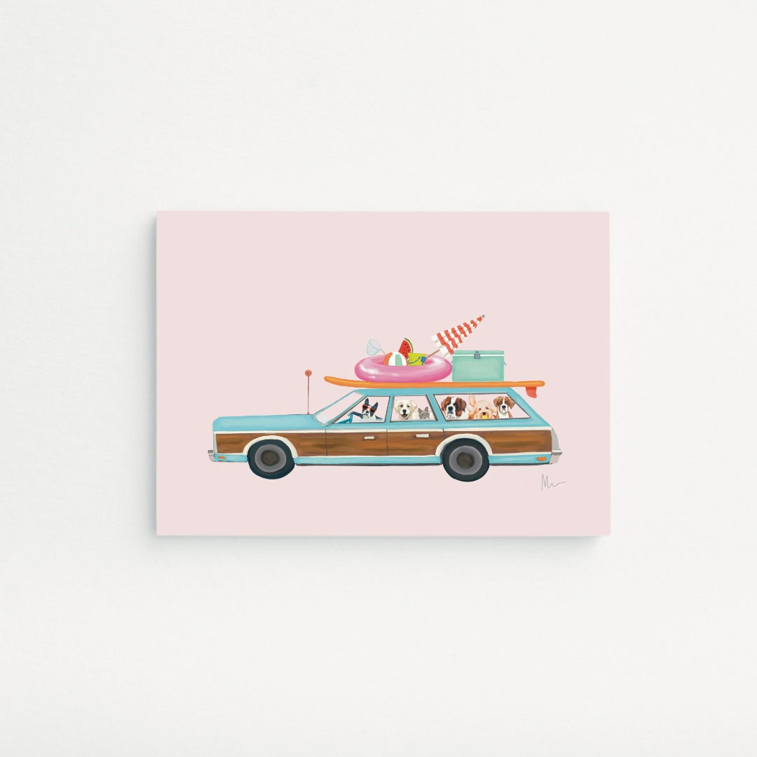 Woody Wagon Pet Party To Paradise Art Print