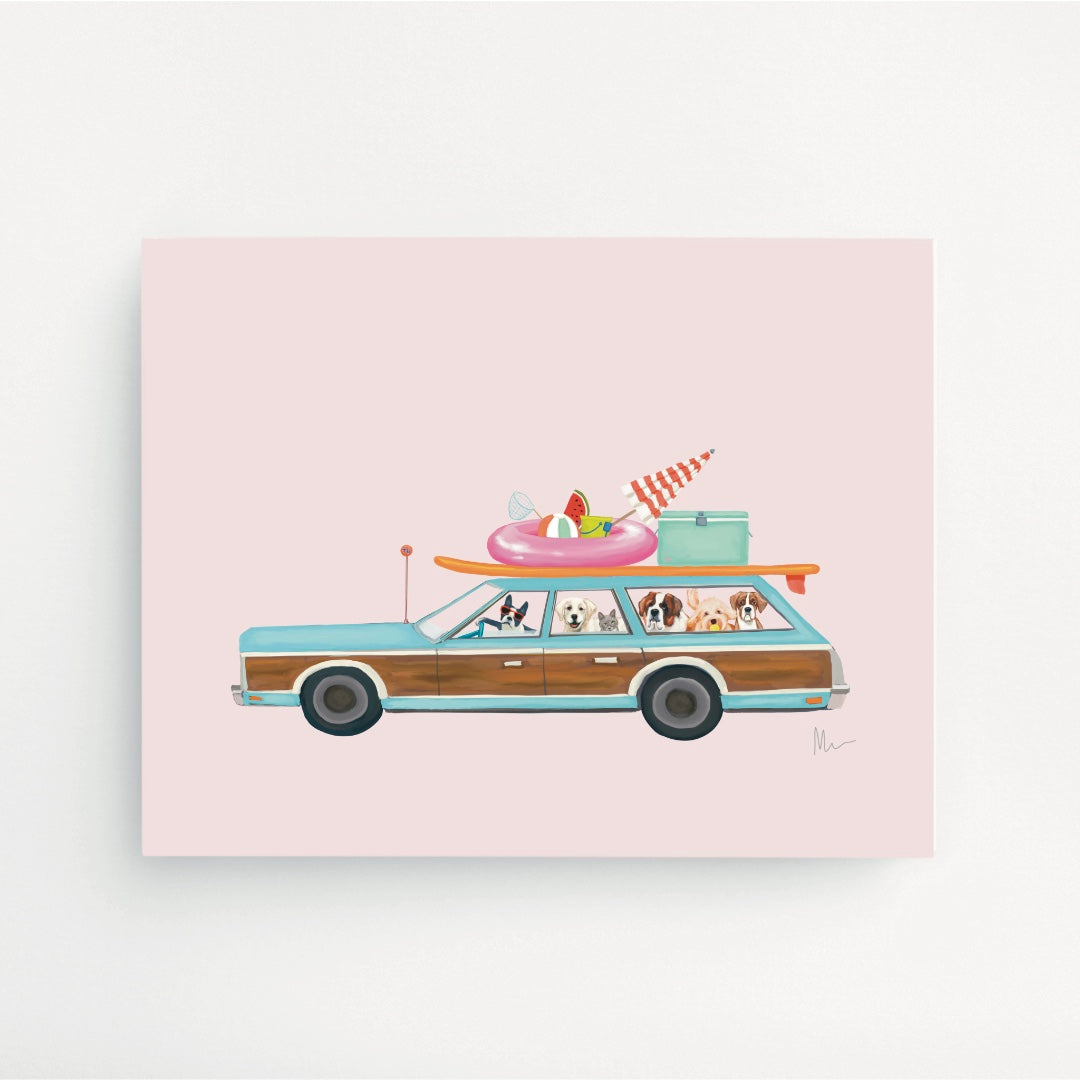 Woody Wagon Pet Party To Paradise Art Print